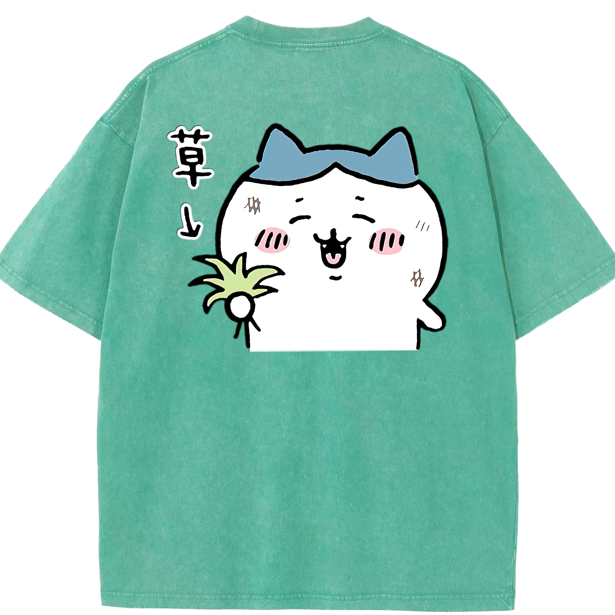 （画像用） ちいかわ ハチワレ Chii-kawa hachiware 綿100% ヴィンテージ風 半袖Tシャツ（背面プリント）